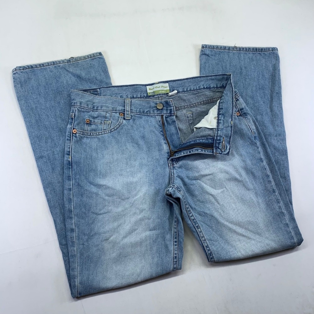 Vintage Old Navy Boot Cut Jeans Size 12(31x30.5) Low Waist Blue Distressed Denim